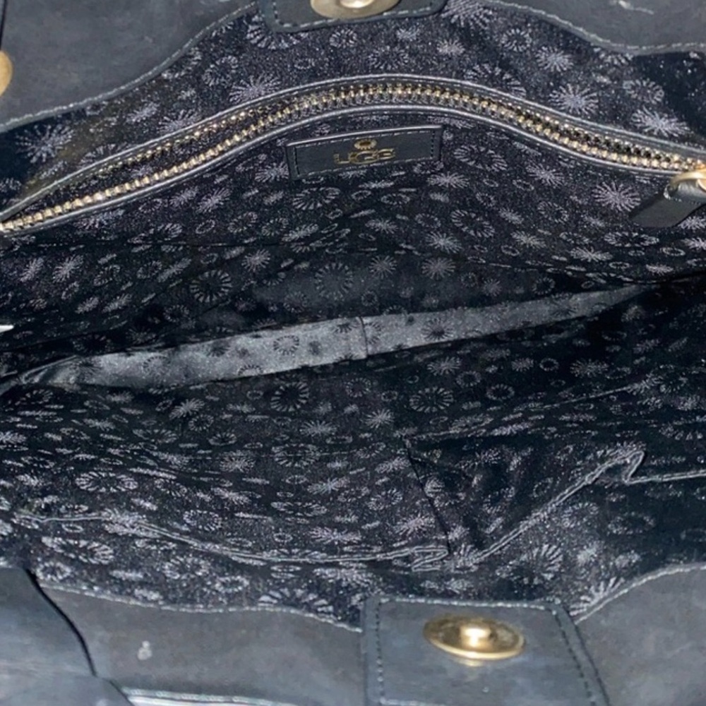 UGG Black Genuine Cow Hide Leather Tote Bag - Picture 3 of 7